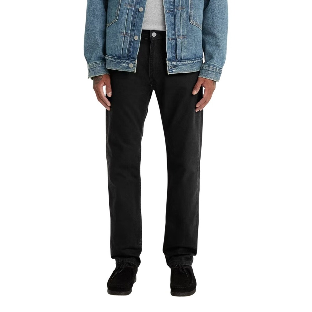 Levi's Men's 505 Regular Straight Stretch Denim Jeans Black Washed Size 36x34